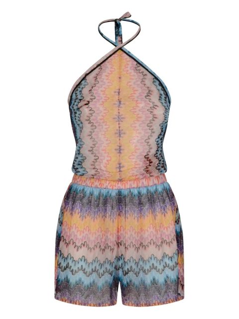 Missoni halterneck zigzag-pattern jumpsuit - Blue - zdjęcie produktu nr 1
