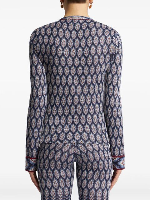 ETRO bow-detail jacquard cardigan - Blue
