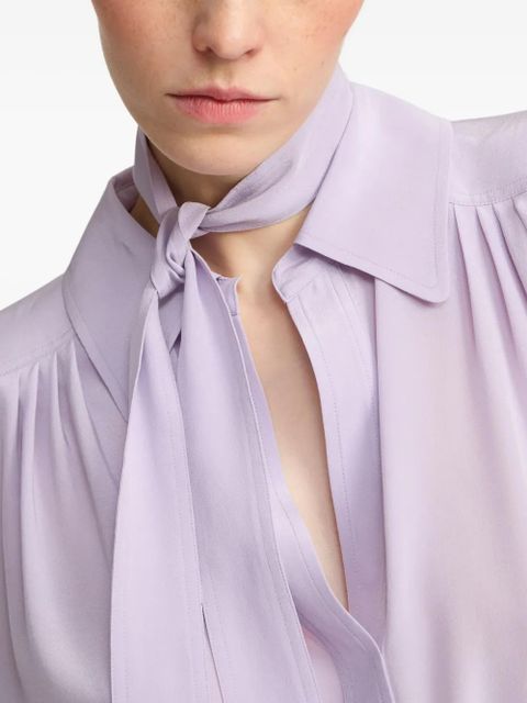 Yves Salomon tie-neck blouse - Purple
