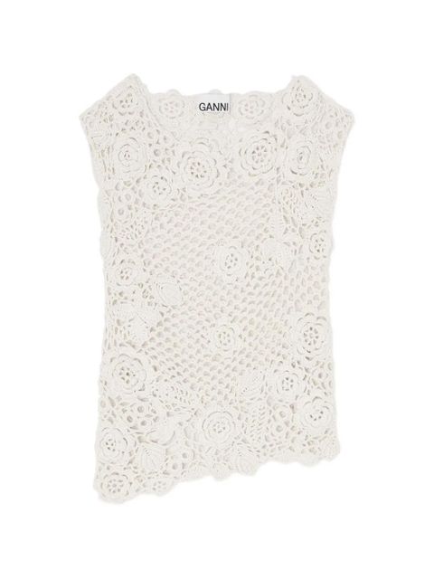 GANNI floral crochet top - Neutrals - zdjęcie produktu nr 1