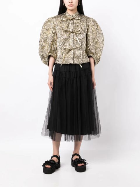 Simone Rocha bow-detail puff-sleeve jacket - Gold - zdjęcie produktu nr 2