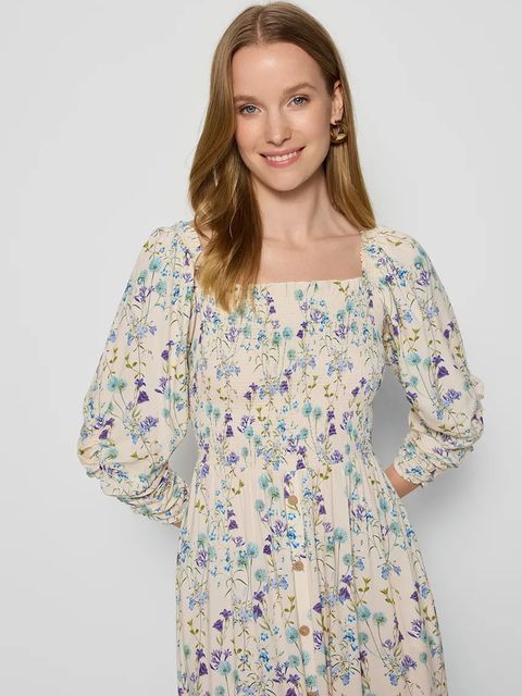 Bizuu sukienka PATRYA kolor beżowy midi rozkloszowana PATRYA KREMOWY