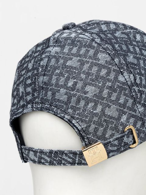 Tommy Hilfiger czapka z daszkiem lniana kolor granatowy wzorzysta AW0AW17139