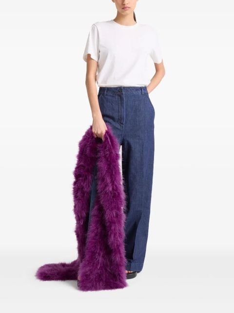 Yves Salomon feather-detailing scarf - Purple