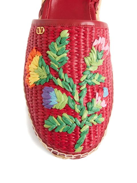 Valentino Garavani Bribri floral-embroidery espadrilles - Red