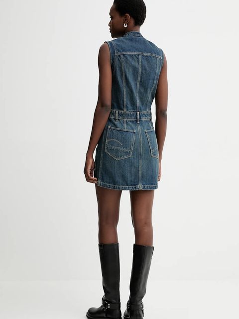 G-Star sukienka jeansowa 0 kolor niebieski mini dopasowana D27698.D577