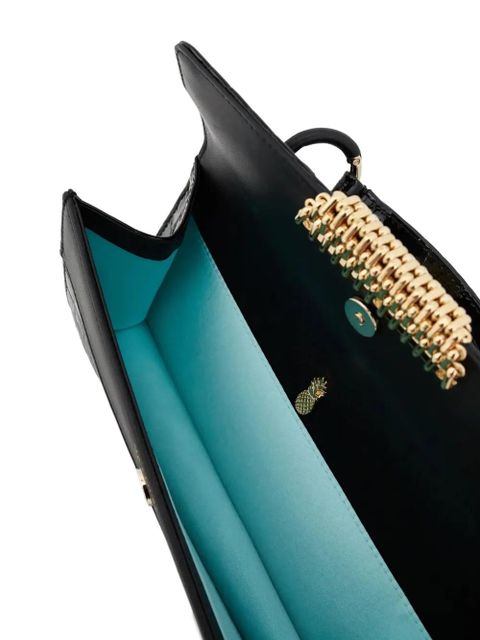 Aquazzura Downtown 24/7 croc-embossed tassel tote bag - Black