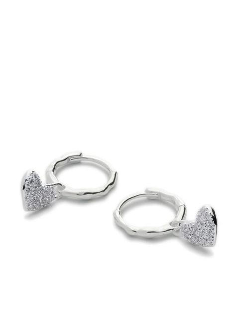 Monica Vinader Diamond Heart silver drop huggie earrings - zdjęcie produktu nr 2