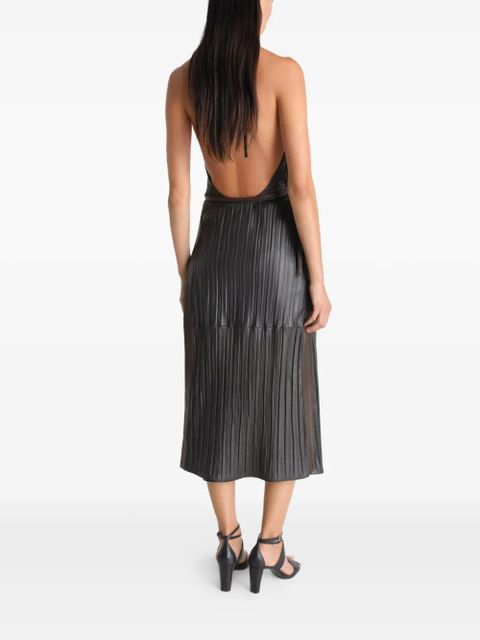 LEMAIRE pleated leather apron dress - Brown