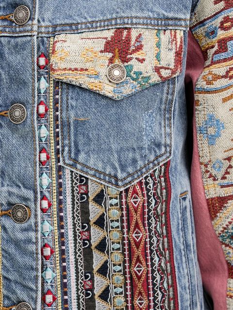 Desigual kurtka jeansowa BOHO kolor niebieski przejściowa 25WWED10