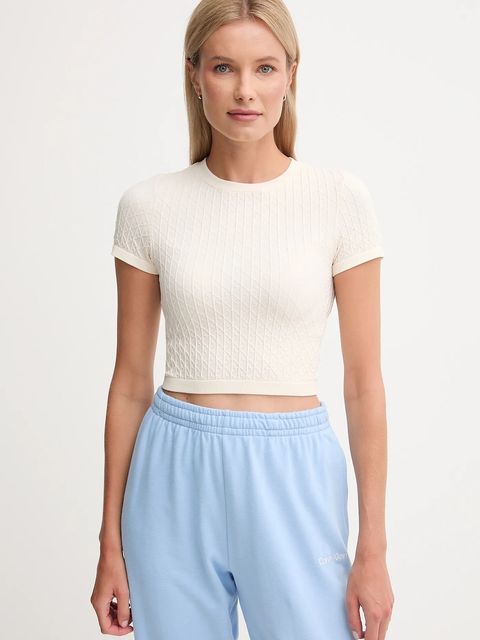 Calvin Klein Underwear t-shirt lounge damski kolor beżowy LV00QS7546 - zdjęcie produktu nr 1