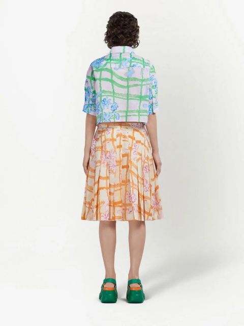 Marni painted floral-print skirt - Neutrals