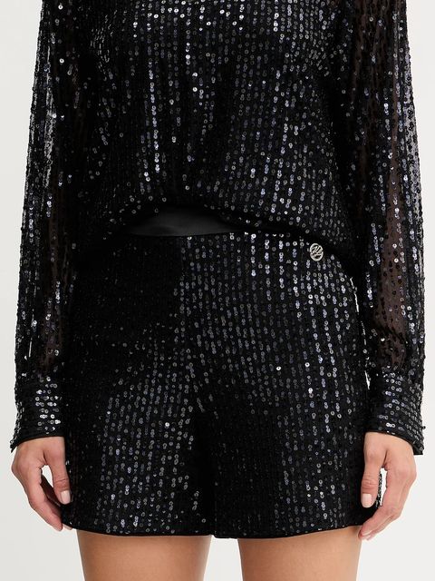 Karl Lagerfeld szorty damskie kolor czarny z aplikacją high waist A4W10125 - zdjęcie produktu nr 1