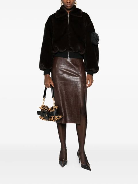AMIRI crocodile-effect leather midi skirt - Brown - zdjęcie produktu nr 2