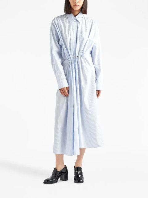 Prada safety pin-embellished striped shirtdress - Blue