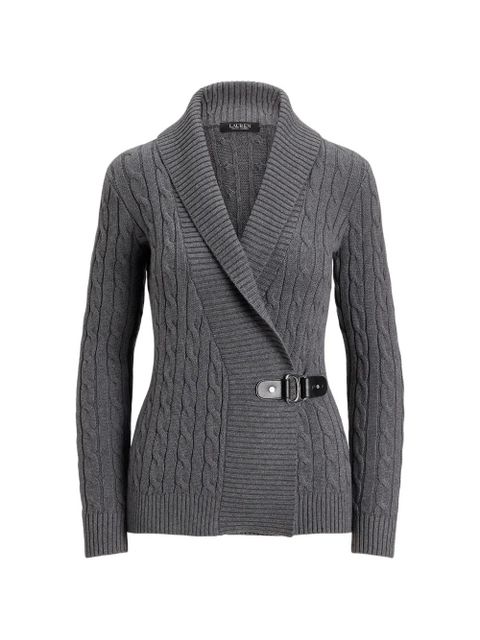 Lauren Ralph Lauren cable-knit buckled cardigan - Grey - zdjęcie produktu nr 1
