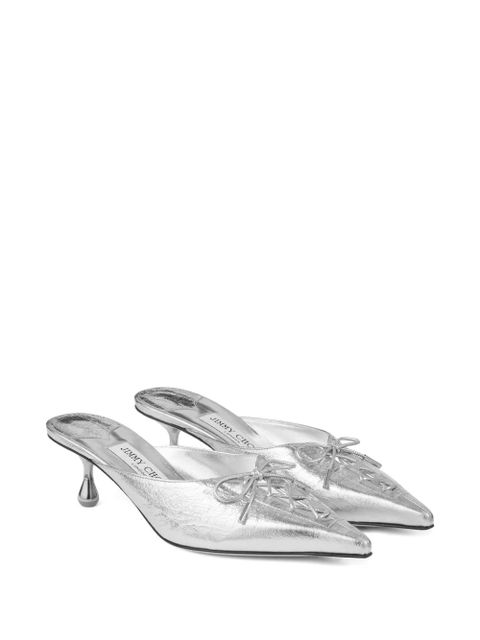 Jimmy Choo 50mm Scarlett lace-up pointed-toe mules - Silver