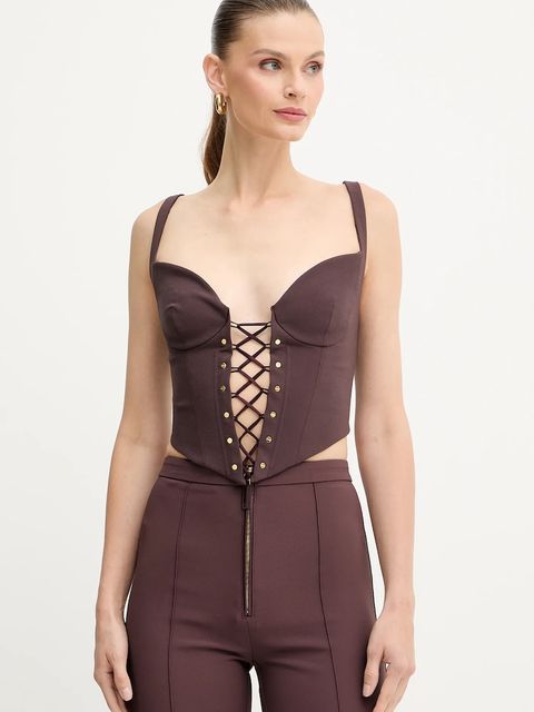 Elisabetta Franchi bluzka damska kolor fioletowy gładka TO04357E2 - zdjęcie produktu nr 1