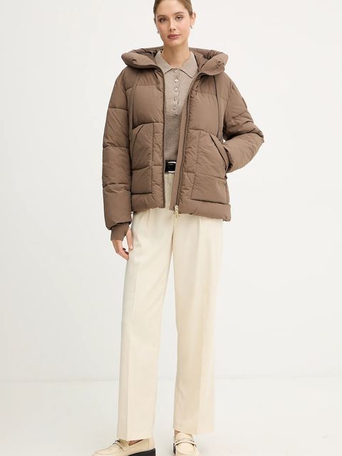 United Colors of Benetton spodnie damskie kolor beżowy proste high waist 4YVXDF09R