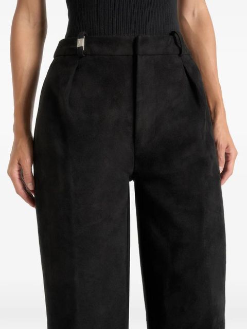Manière De Voir Solène front-pleat suede-effect trousers - Black