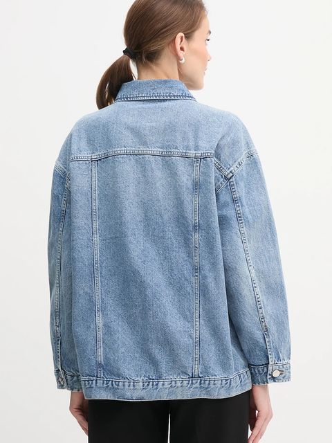 Dkny kurtka jeansowa kolor niebieski przejściowa DJ5J6201