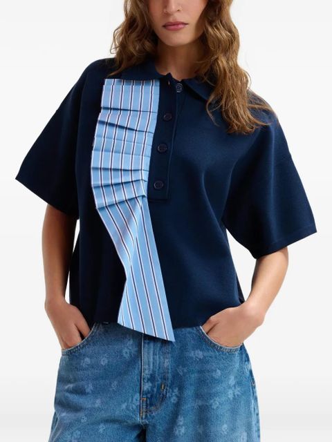 Essentiel Antwerp ruffled-trim polo top - Blue