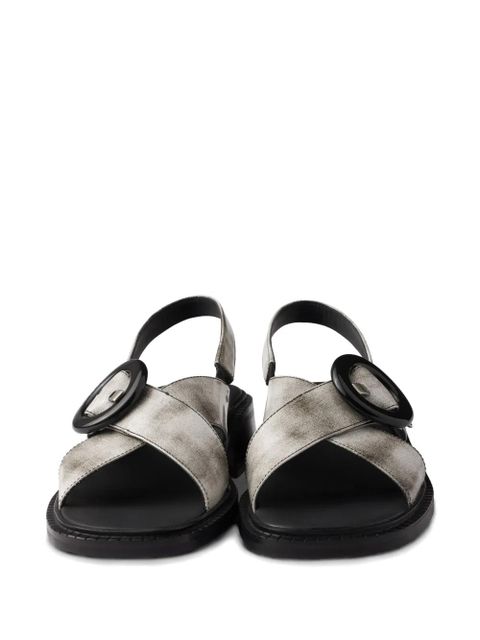 Prada brushed-finish leather sandals - White