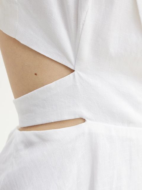 Bardot sukienka lniana kolor biały mini prosta 59860DB