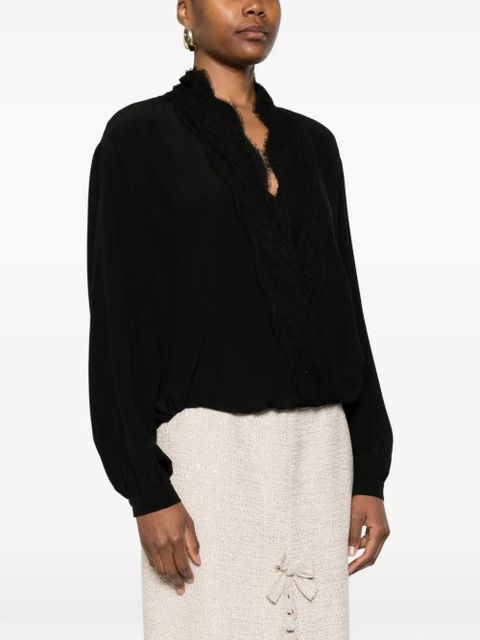 Valentino Garavani lace-trim blouse - Black