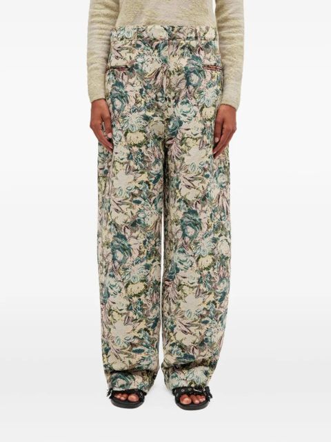 GANNI jacquard floral trousers - Neutrals
