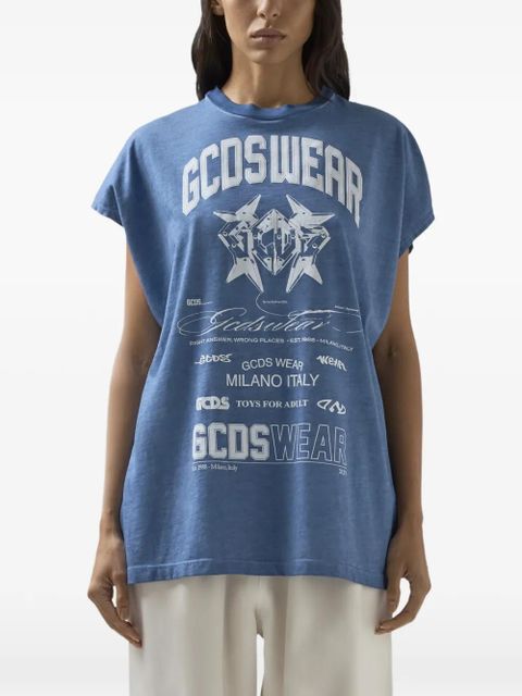 GCDS printed sleeveless T-shirt - Blue