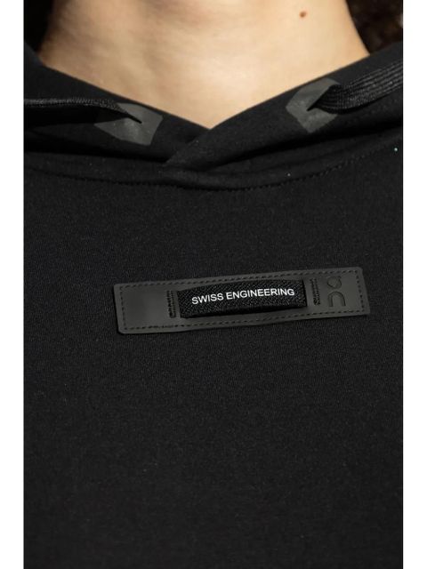 On Running logo-patch hoodie - Black