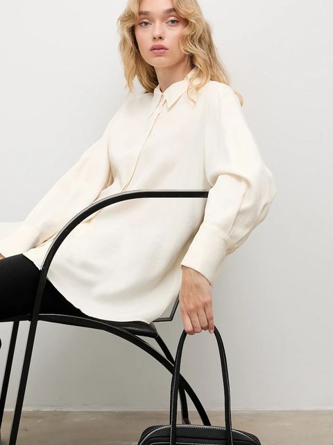 Answear.LAB koszula damska kolor beżowy relaxed z kołnierzykiem klasycznym - zdjęcie produktu nr 1