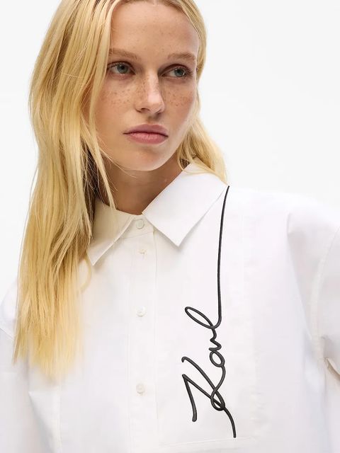 Karl Lagerfeld koszula damska kolor biały relaxed z kołnierzykiem klasycznym A4W11014