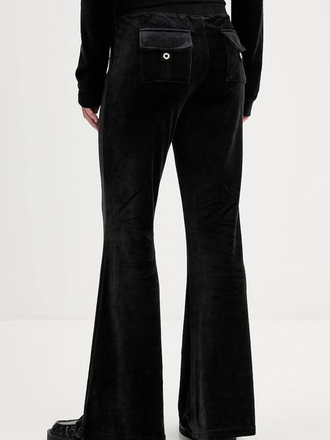 Juicy Couture spodnie dresowe welurowe CAISA LOW RISE PANT damskie kolor czarny gładkie JCSEBJ008G