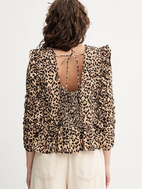 MUNTHE bluzka CRISP damska kolor beżowy wzorzysta 252101225222