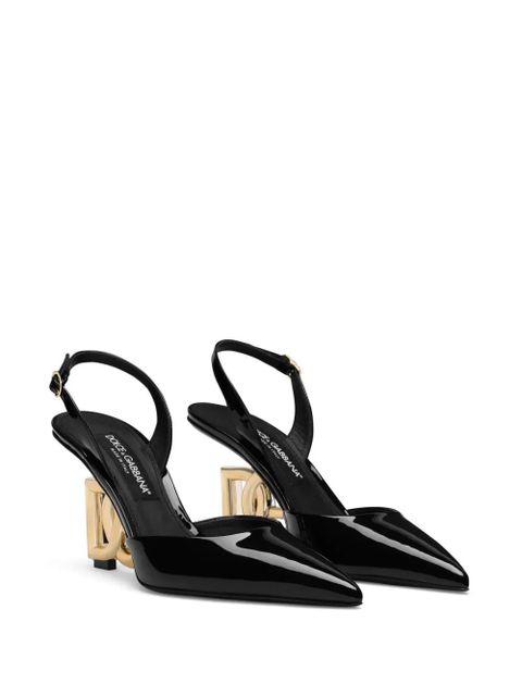 Dolce & Gabbana DG-heel leather slingback pumps - Black
