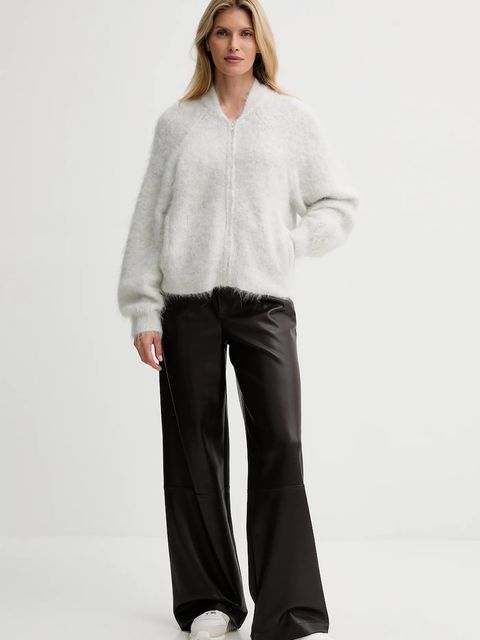 American Vintage kardigan z dodatkiem alpaki damski kolor szary lekki NIB19A