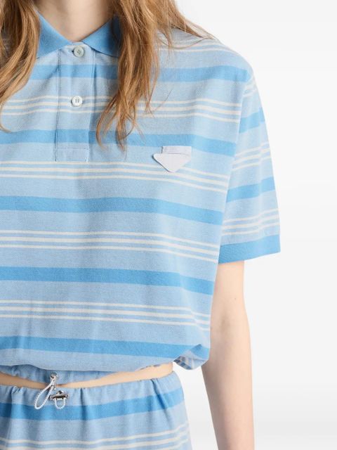 Prada striped print piqué polo shirt - Blue