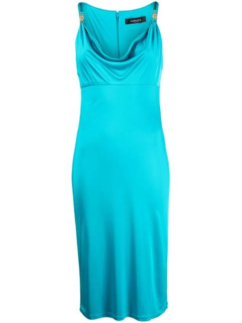 Versace logo-plaque cowl-neck midi dress - Blue - zdjęcie produktu nr 1