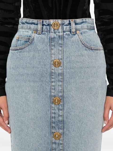 Balmain button-detail denim skirt - Blue