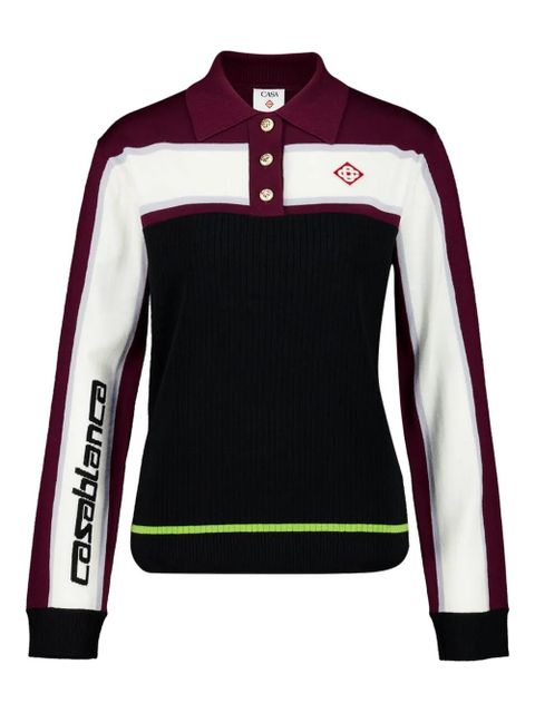 Casablanca striped wool polo shirt - Black - zdjęcie produktu nr 1