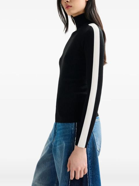 Essentiel Antwerp stripe-detail turtleneck sweater - Black