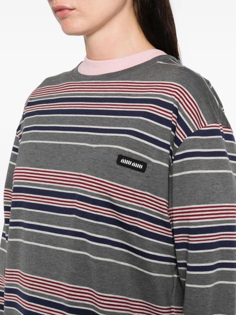 Miu Miu striped-pattern top - Grey