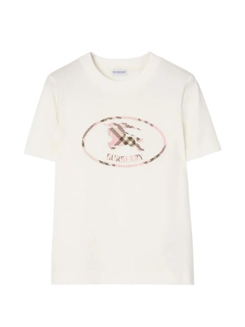 Burberry check Knight stamp cotton T-shirt - White - zdjęcie produktu nr 1