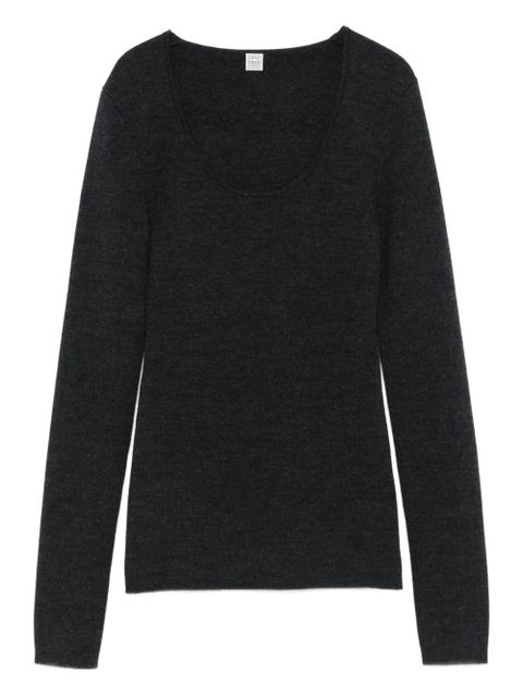 TOTEME scoop-neck long-sleeve knit top - Grey - zdjęcie produktu nr 1