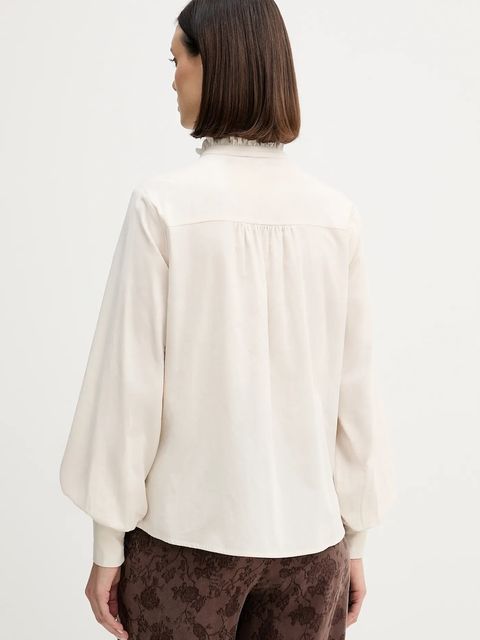 Pedro del Hierro koszula sztruksowa damska kolor beżowy regular ze stójką 6632017 - zdjęcie produktu nr 2