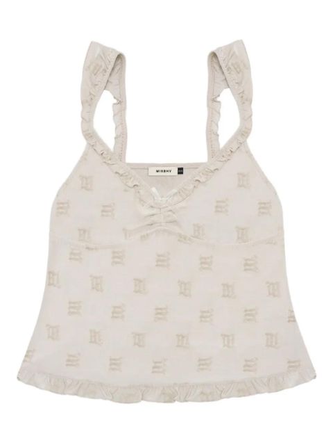MISBHV velour monogram frill top - Neutrals - zdjęcie produktu nr 1