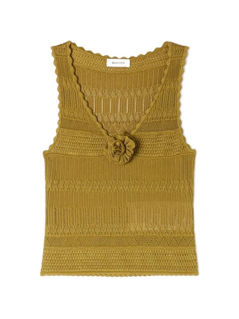 SANDRO floral appliqué knitted top - Green - zdjęcie produktu nr 1