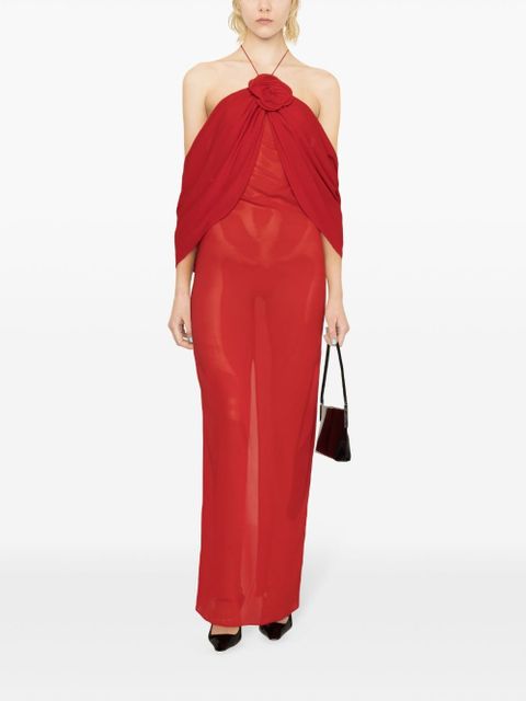 Magda Butrym flower-appliqué silk-blend dress - Red - zdjęcie produktu nr 2